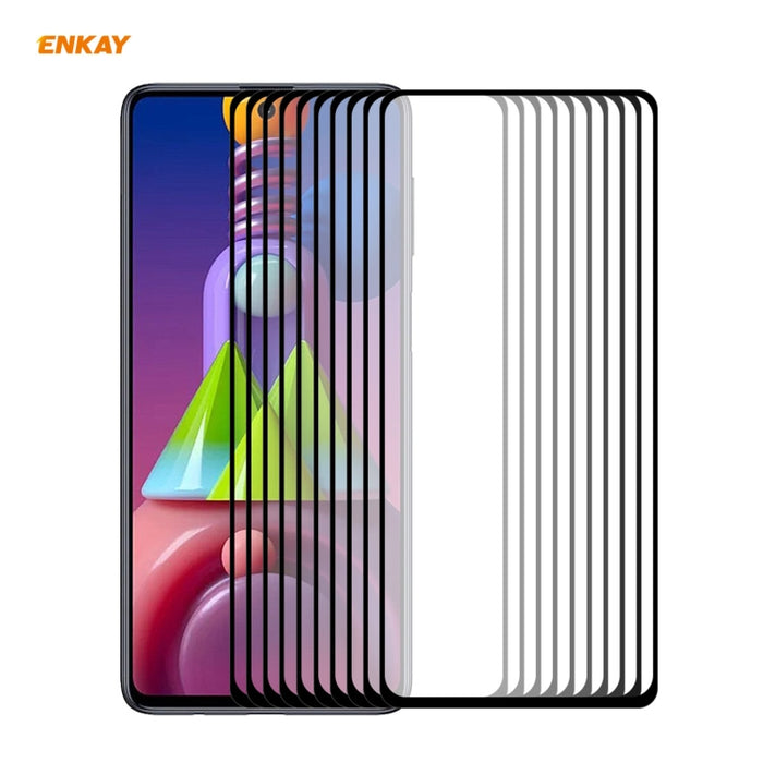 10 PCS ENKAY Hat-Prince Full Glue 0.26mm 9H 2.5D Película de cobertura total de vidrio templado, For Samsung Galaxy M51, For Samsung Galaxy A42 5G, For Xiaomi Poco X3 / X3 NFC(10pcs)
