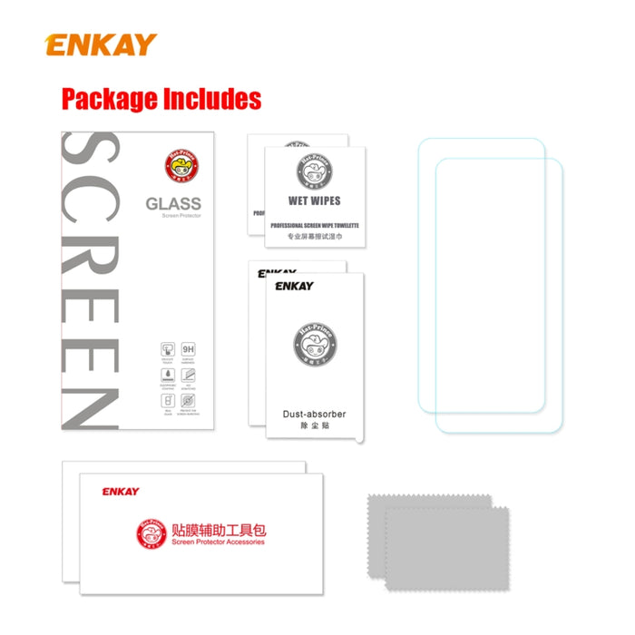 2 PCS ENKAY Hat-Prince 0.26mm 9H 2.5D Película de vidrio templado de borde curvo, For Samsung Galaxy M51, For Samsung Galaxy A42 5G, For Xiaomi Poco X3 / X3 NFC