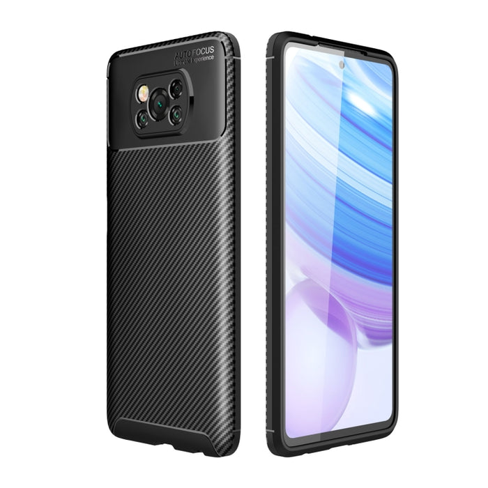 Funda de TPU a prueba de golpes con textura de fibra de carbono, For Xiaomi Poco X3 NFC