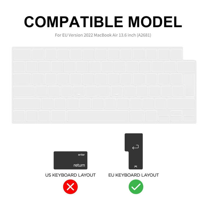 Funda mate para portátil ENKAY 3 en 1 con película de teclado TPU/tapones antipolvo para MacBook Air 13,6 2022 A2681 versión EU, 3 in 1 EU Version