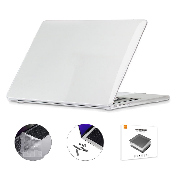 ENKAY 3 en 1 funda de cristal para portátil con película de teclado TPU/tapones antipolvo para MacBook Air 13,6 2022 A2681 versión de EE. UU., 3 in 1 US Version