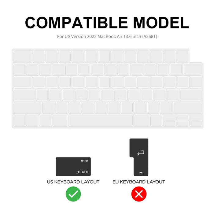 ENKAY 3 en 1 Estuche mate para computadora portátil con película de teclado TPU / Tapones antipolvo para MacBook Air 13.6 2022 A2681 Versión de EE. UU., 3 in 1 US Version