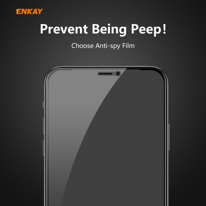 2 uds ENKAY Hat-Prince 0,26mm 9H 6D privacidad Anti-espía película de vidrio templado de pantalla completa, For iPhone 12 mini, For iPhone 12 / 12 Pro, For iPhone 12 Pro Max