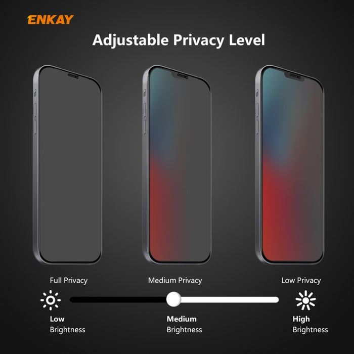 2 uds ENKAY Hat-Prince 0,26mm 9H 6D privacidad Anti-espía película de vidrio templado de pantalla completa, For iPhone 12 mini, For iPhone 12 / 12 Pro, For iPhone 12 Pro Max