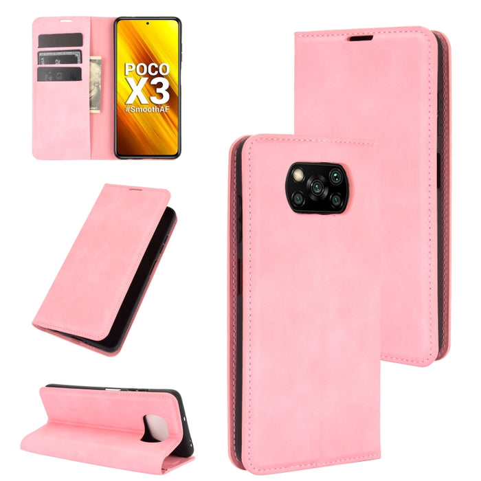 Para Xiaomi Poco X3/X3 NFC Retro-skin Business Funda de cuero con succión magnética con soporte y ranuras para tarjetas y billetera, For Xiaomi Poco X3