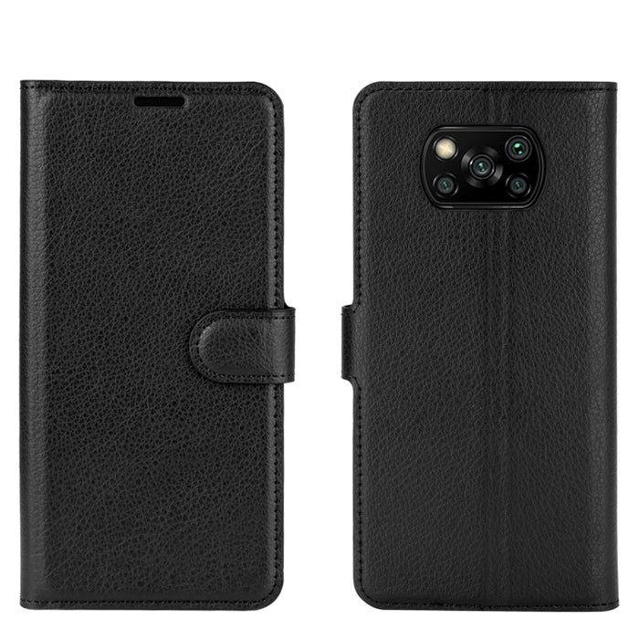 Para Xiaomi Poco X3/X3 NFC Litchi Texture Funda protectora con tapa horizontal con soporte y ranuras para tarjetas y billetera, For Xiaomi Poco X3