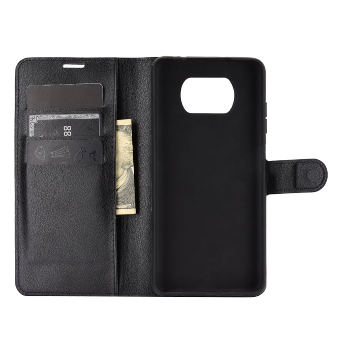 Para Xiaomi Poco X3/X3 NFC Litchi Texture Funda protectora con tapa horizontal con soporte y ranuras para tarjetas y billetera, For Xiaomi Poco X3
