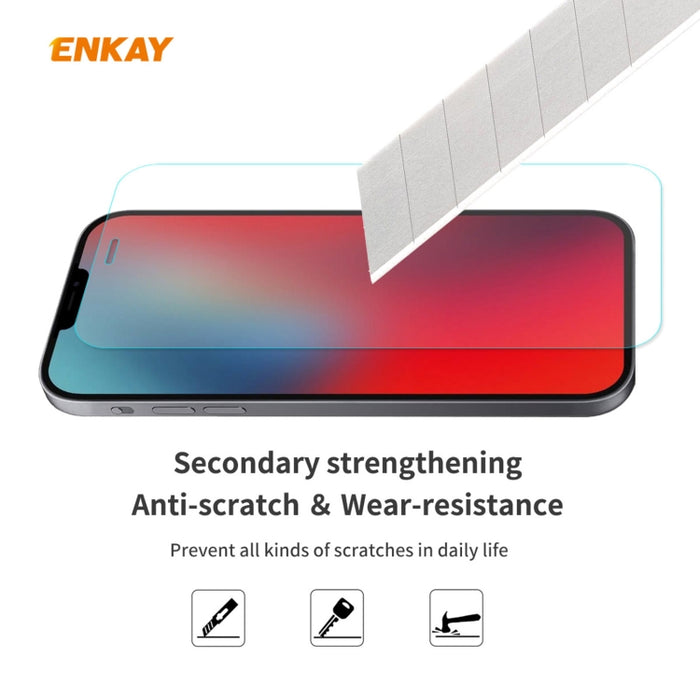 Hat-Prince ENKAY 2 en 1 Estuche suave de TPU transparente Cubierta a prueba de golpes + Película protectora de vidrio templado 0.26mm 9H 2.5D, For iPhone 12 mini, For iPhone 12 / 12 Pro, For iPhone 12 Pro Max