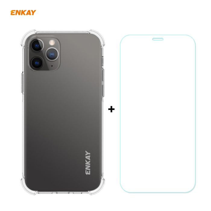 Hat-Prince ENKAY 2 en 1 Estuche suave de TPU transparente Cubierta a prueba de golpes + Película protectora de vidrio templado 0.26mm 9H 2.5D, For iPhone 12 mini, For iPhone 12 / 12 Pro, For iPhone 12 Pro Max