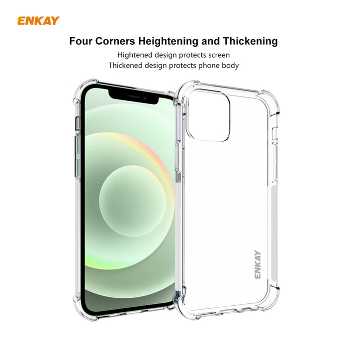 Hat-Prince ENKAY 2 en 1 Estuche blando de TPU transparente Cubierta a prueba de golpes + 0.26 mm 9H 2.5D Pegamento completo Cobertura completa Película protectora de vidrio templado, For iPhone 12 mini, For iPhone 12 / 12 Pro, For iPhone 12 Pro Max