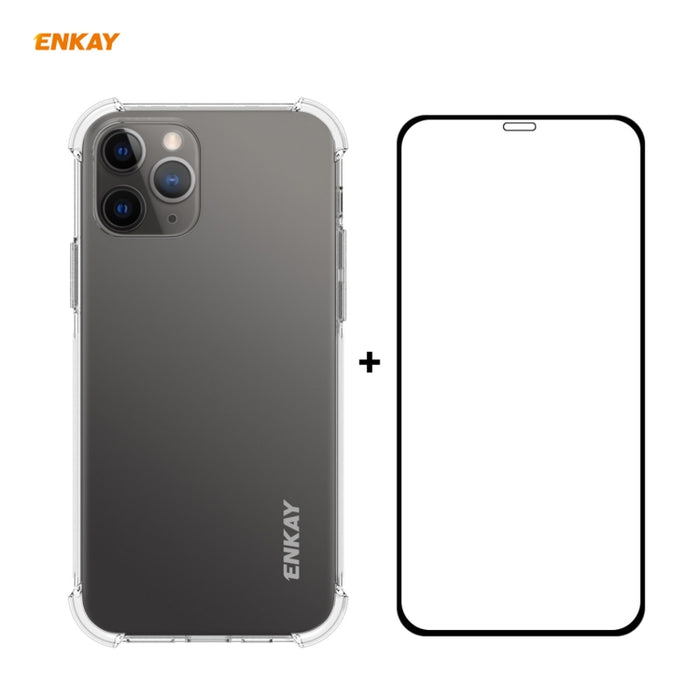Hat-Prince ENKAY 2 en 1 Estuche blando de TPU transparente Cubierta a prueba de golpes + 0.26 mm 9H 2.5D Pegamento completo Cobertura completa Película protectora de vidrio templado, For iPhone 12 mini, For iPhone 12 / 12 Pro, For iPhone 12 Pro Max