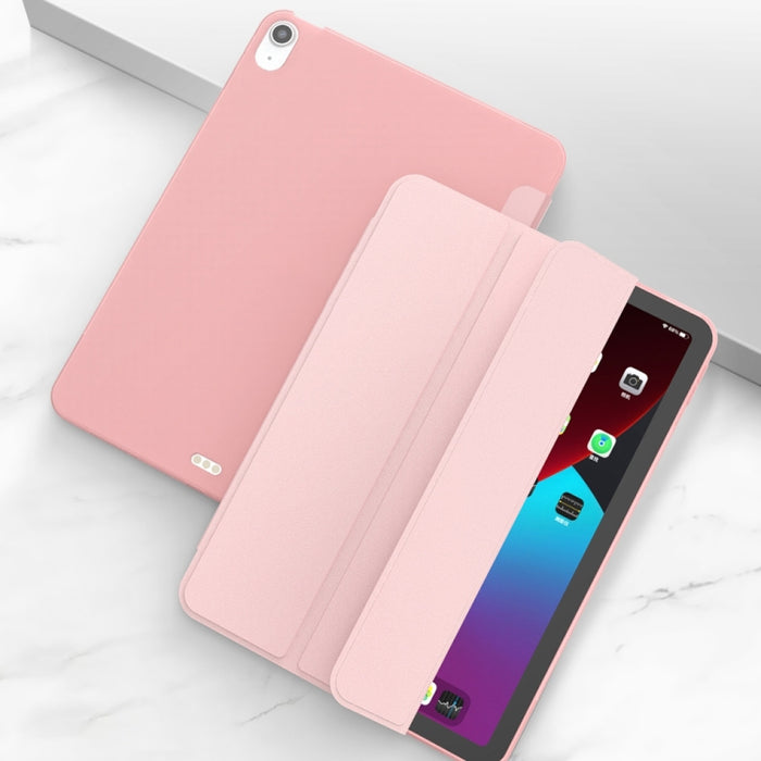 Para iPad Air 2020 10.9 Superficie de tres pliegues PU Cuero TPU Mate Funda inferior suave con soporte y función de reposo / activación