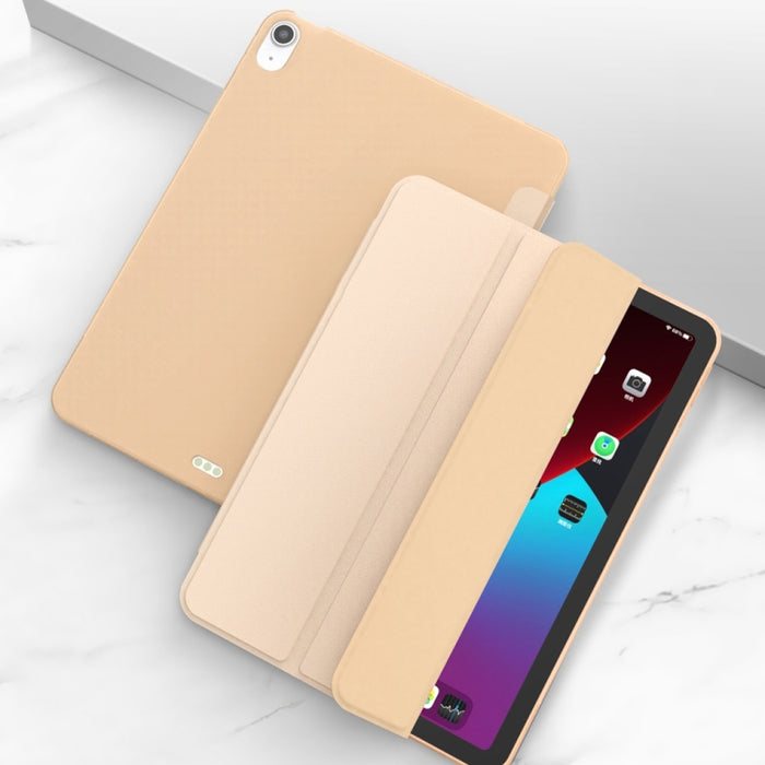 Para iPad Air 2020 10.9 Superficie de tres pliegues PU Cuero TPU Mate Funda inferior suave con soporte y función de reposo / activación