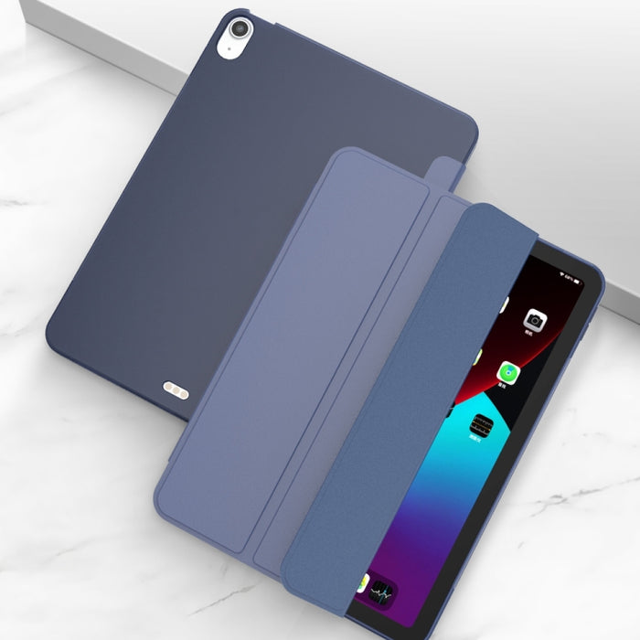 Para iPad Air 2020 10.9 Superficie de tres pliegues PU Cuero TPU Mate Funda inferior suave con soporte y función de reposo / activación