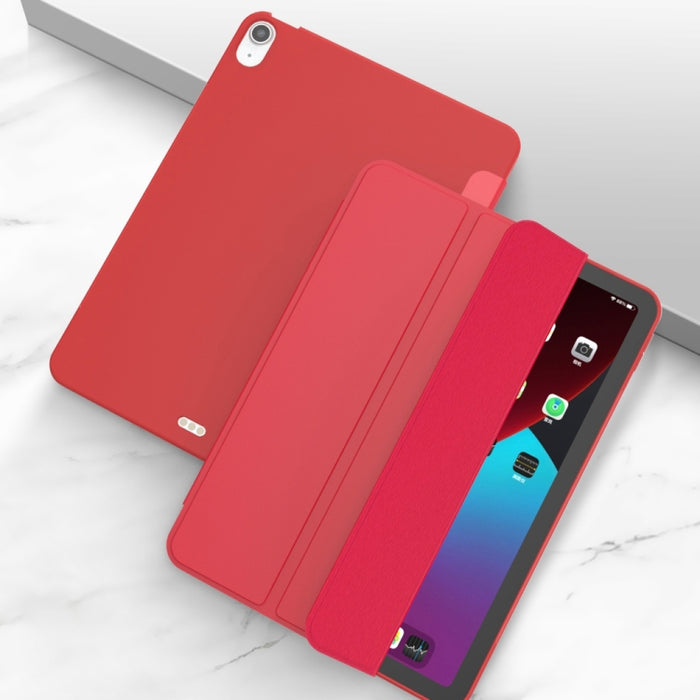Para iPad Air 2020 10.9 Superficie de tres pliegues PU Cuero TPU Mate Funda inferior suave con soporte y función de reposo / activación