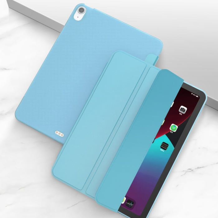 Para iPad Air 2020 10.9 Superficie de tres pliegues PU Cuero TPU Mate Funda inferior suave con soporte y función de reposo / activación