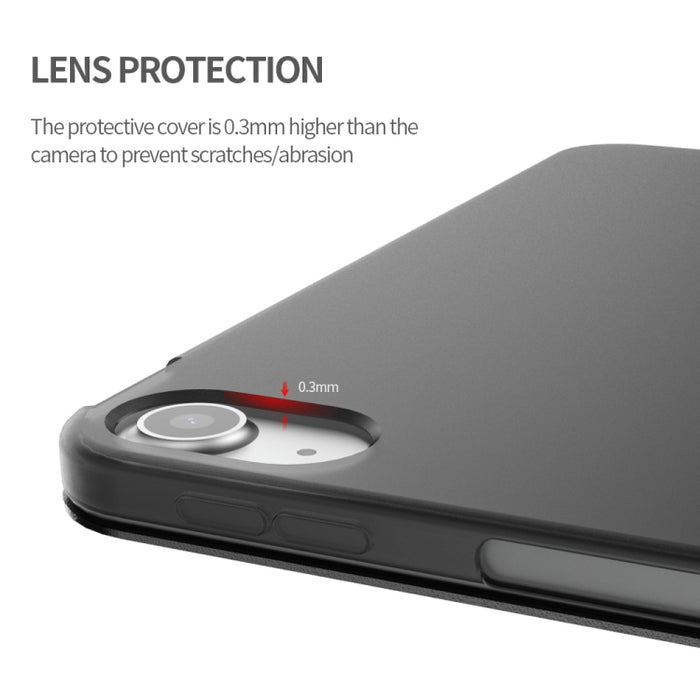 Para iPad Air 2020 10.9 Superficie de tres pliegues PU Cuero TPU Mate Funda inferior suave con soporte y función de reposo / activación
