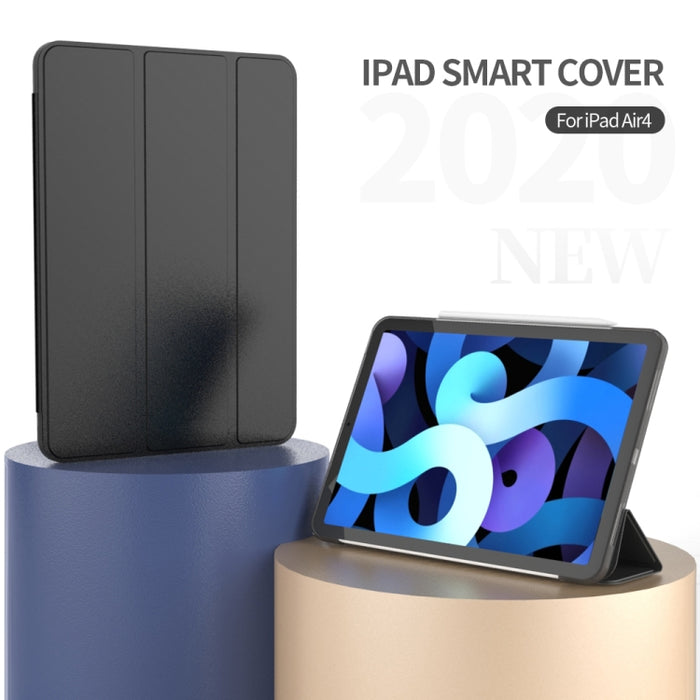 Para iPad Air 2020 10.9 Superficie de tres pliegues PU Cuero TPU Mate Funda inferior suave con soporte y función de reposo / activación