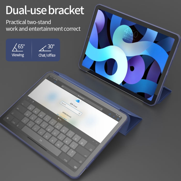 Para iPad Air 2020 10.9 Superficie de tres pliegues PU Cuero TPU Mate Funda inferior suave con soporte y función de reposo / activación