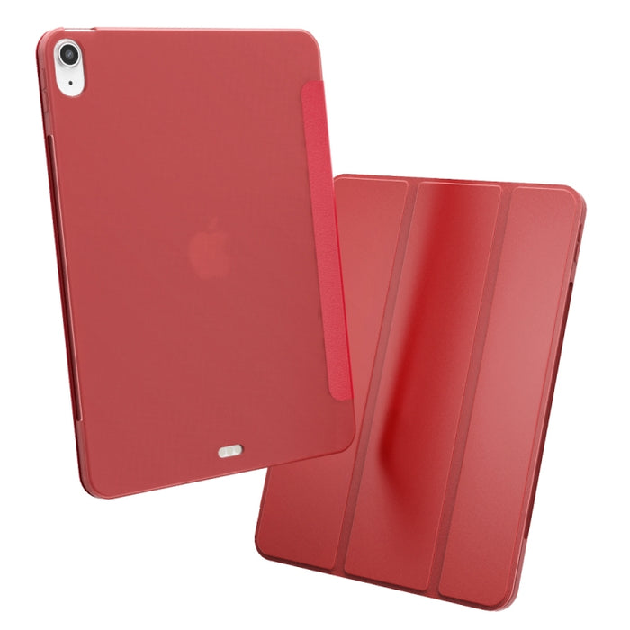 Para iPad Air 2020 10.9 Superficie de tres pliegues PU Cuero TPU Mate Funda inferior suave con soporte y función de reposo / activación