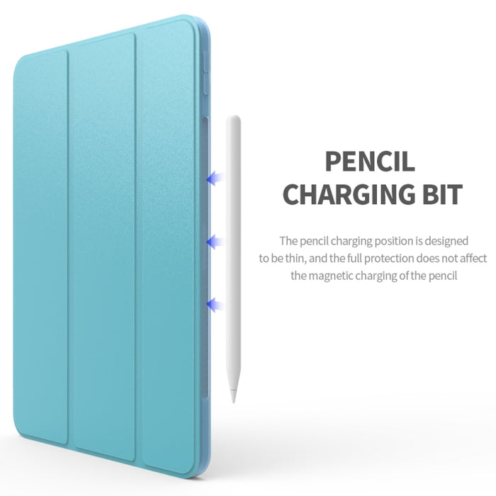 Para iPad Air 2020 10.9 Superficie de tres pliegues PU Cuero TPU Mate Funda inferior suave con soporte y función de reposo / activación