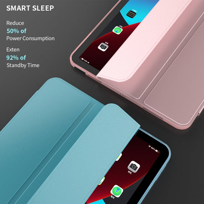 Para iPad Air 2020 10.9 Superficie de tres pliegues PU Cuero TPU Mate Funda inferior suave con soporte y función de reposo / activación