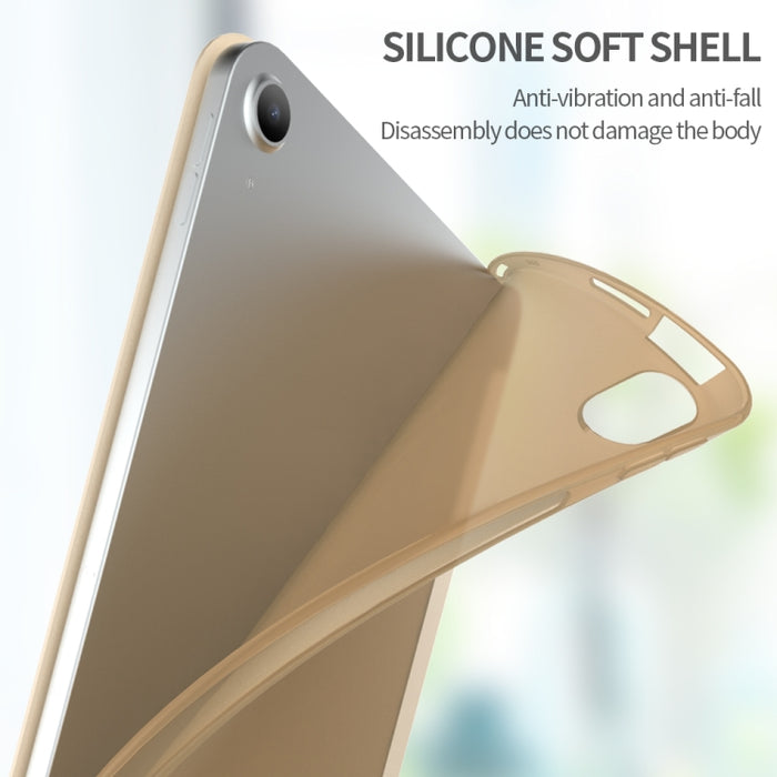 Para iPad Air 2020 10.9 Superficie de tres pliegues PU Cuero TPU Mate Funda inferior suave con soporte y función de reposo / activación