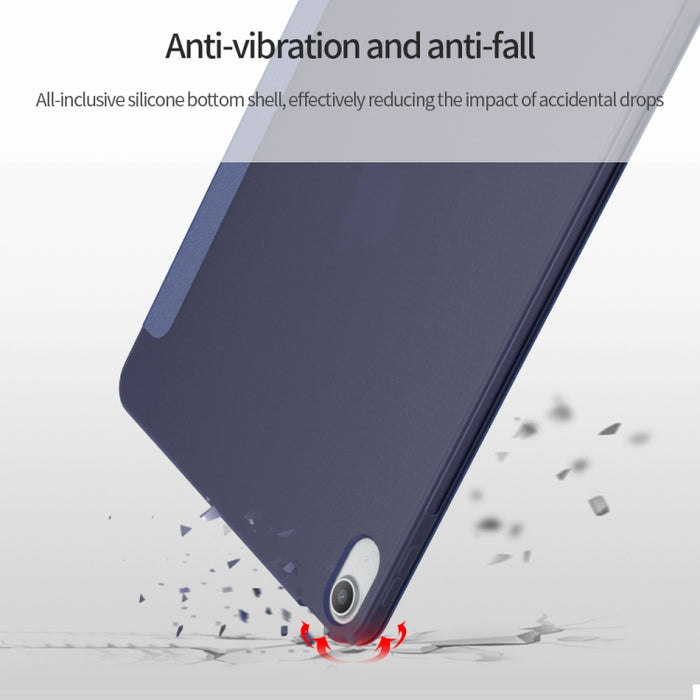 Para iPad Air 2020 10.9 Superficie de tres pliegues PU Cuero TPU Mate Funda inferior suave con soporte y función de reposo / activación