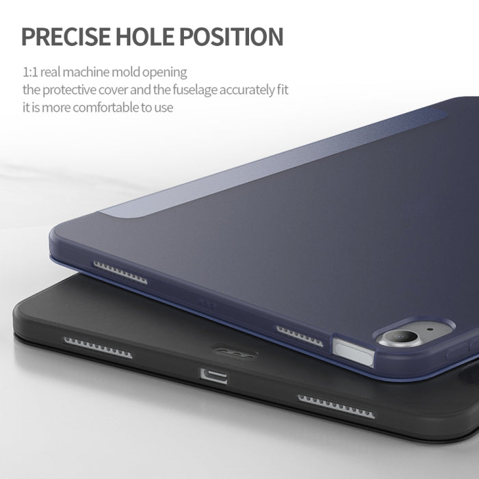 Para iPad Air 2020 10.9 Superficie de tres pliegues PU Cuero TPU Mate Funda inferior suave con soporte y función de reposo / activación