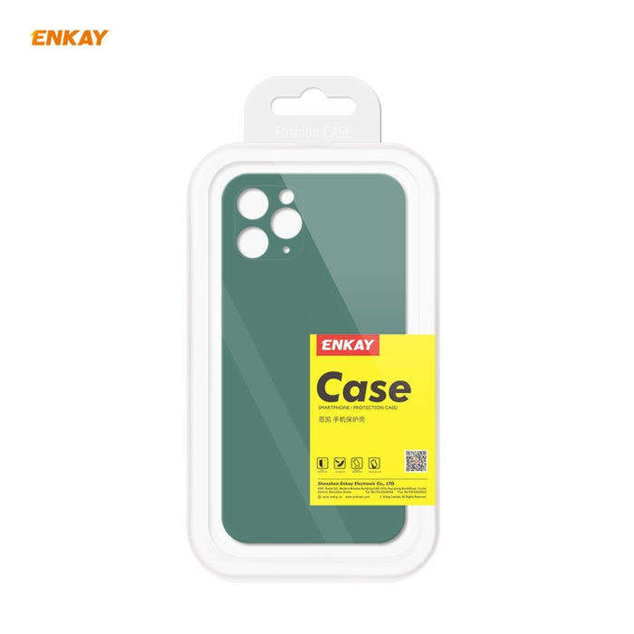 Para iPhone 11 Pro Max Hat-Prince ENKAY ENK-PC0662 Estuche protector a prueba de golpes de silicona líquida con borde recto + 0.26 mm 9H 2.5D Pegamento completo Cobertura completa Película protectora de vidrio templado, For iPhone 11 Pro Max