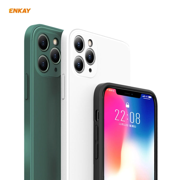 Para iPhone 11 Pro Max Hat-Prince ENKAY ENK-PC0662 Estuche protector a prueba de golpes de silicona líquida con borde recto + 0.26 mm 9H 2.5D Pegamento completo Cobertura completa Película protectora de vidrio templado, For iPhone 11 Pro Max