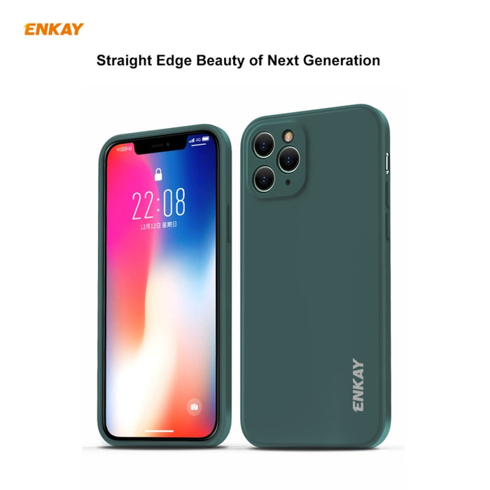 Para iPhone 11 Pro Max Hat-Prince ENKAY ENK-PC0662 Estuche protector a prueba de golpes de silicona líquida con borde recto + 0.26 mm 9H 2.5D Pegamento completo Cobertura completa Película protectora de vidrio templado, For iPhone 11 Pro Max
