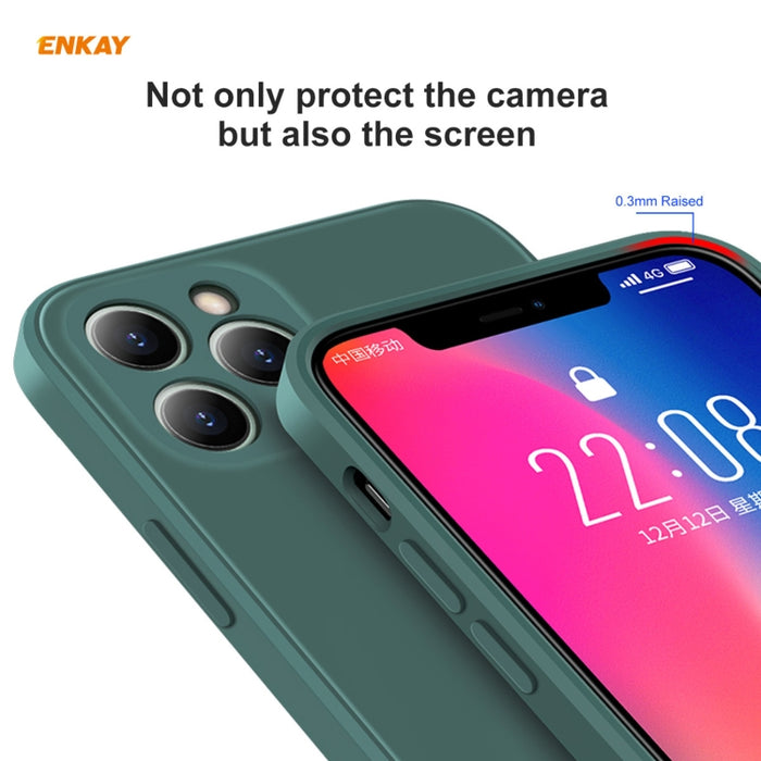 Para iPhone 11 Pro Max Hat-Prince ENKAY ENK-PC0662 Estuche protector a prueba de golpes de silicona líquida con borde recto + 0.26 mm 9H 2.5D Pegamento completo Cobertura completa Película protectora de vidrio templado, For iPhone 11 Pro Max