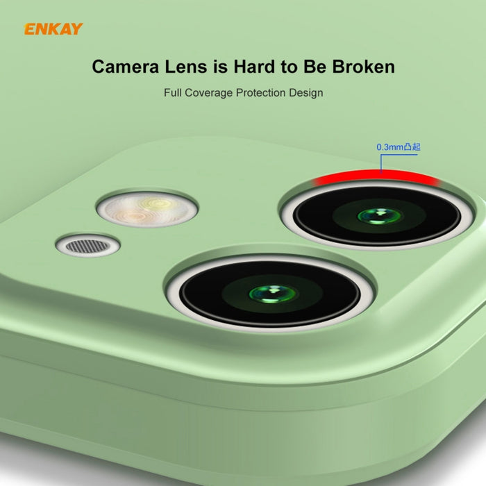 Para iPhone 12 Hat-Prince ENKAY ENK-PC0682 Funda de silicona líquida con borde recto a prueba de golpes + 0.26mm 9H 2.5D Pegamento completo Película de vidrio templado, For iPhone 12