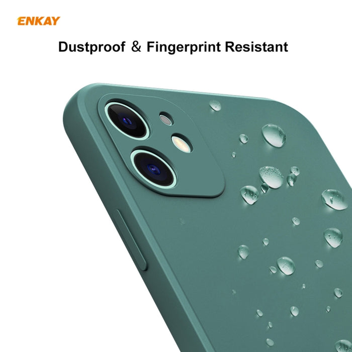 Para iPhone 12 Hat-Prince ENKAY ENK-PC0682 Funda de silicona líquida con borde recto a prueba de golpes + 0.26mm 9H 2.5D Pegamento completo Película de vidrio templado, For iPhone 12