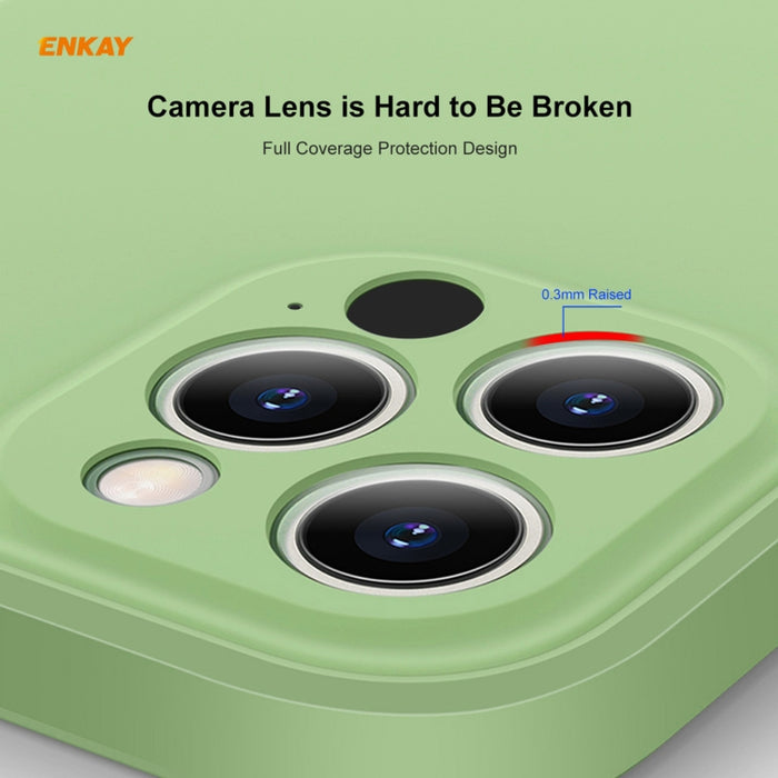 Para iPhone 12 Pro Hat-Prince ENKAY ENK-PC0692 Funda de silicona líquida con borde recto a prueba de golpes + 0.26mm 9H 2.5D Pegamento completo Película de vidrio templado, For iPhone 12 Pro