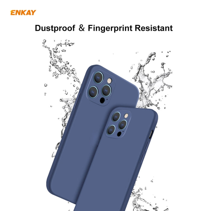 Para iPhone 12 Pro Hat-Prince ENKAY ENK-PC0702 Funda de silicona líquida con borde recto a prueba de golpes + 0.26mm 9H 2.5D Pegamento completo Película de vidrio templado, For iPhone 12 Pro Max
