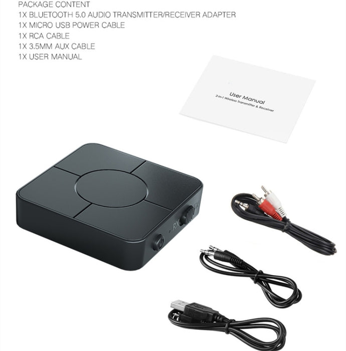 KN326 Bluetooth Audio transmisor receptor 5.0 adaptador Bluetooth dos en uno para llamadas con manos libres