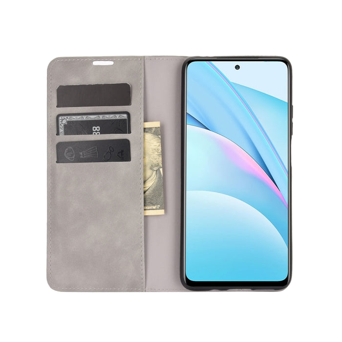 Para Xiaomi Mi 10T Lite Estuche de cuero con succión magnética de negocios de piel retro con soporte, ranuras para tarjetas y billetera, For Xiaomi Mi 10T Lite