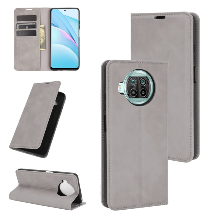 Para Xiaomi Mi 10T Lite Estuche de cuero con succión magnética de negocios de piel retro con soporte, ranuras para tarjetas y billetera, For Xiaomi Mi 10T Lite
