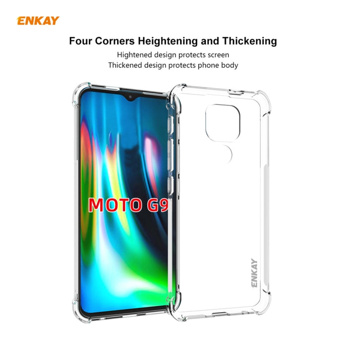 Hat-Prince ENKAY Clear TPU Estuche a prueba de golpes Funda antideslizante suave + 0.26mm 9H 2.5D Pegamento completo Cobertura completa Película protectora de vidrio templado, For Motorola Moto G9 / G9 Play, For Xiaomi Redmi 9A, For Xiaomi Redmi 9C    ...