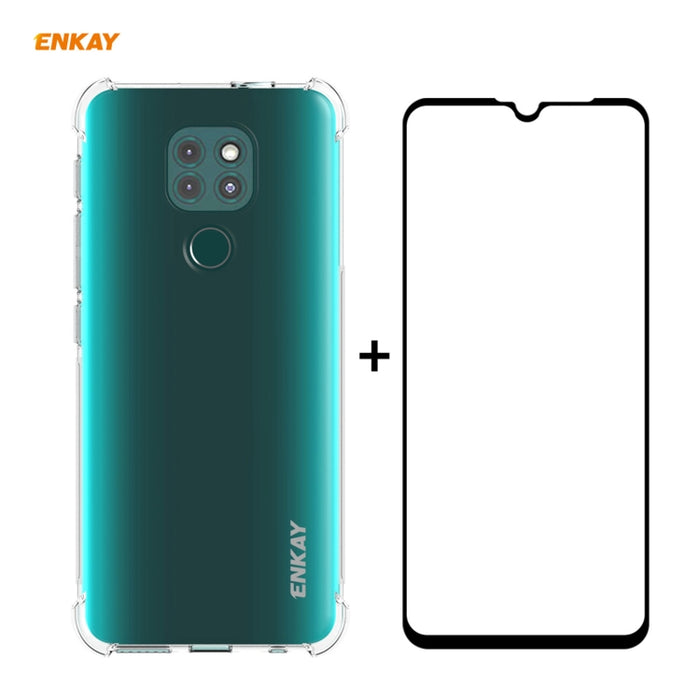 Hat-Prince ENKAY Clear TPU Estuche a prueba de golpes Funda antideslizante suave + 0.26mm 9H 2.5D Pegamento completo Cobertura completa Película protectora de vidrio templado, For Motorola Moto G9 / G9 Play, For Xiaomi Redmi 9A, For Xiaomi Redmi 9C    ...