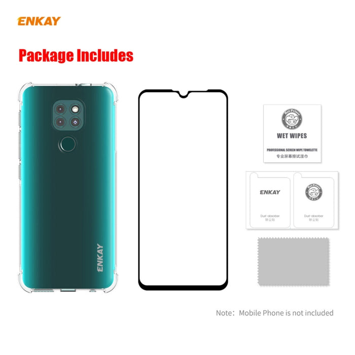 Hat-Prince ENKAY Clear TPU Estuche a prueba de golpes Funda antideslizante suave + 0.26mm 9H 2.5D Pegamento completo Cobertura completa Película protectora de vidrio templado, For Motorola Moto G9 / G9 Play, For Xiaomi Redmi 9A, For Xiaomi Redmi 9C    ...