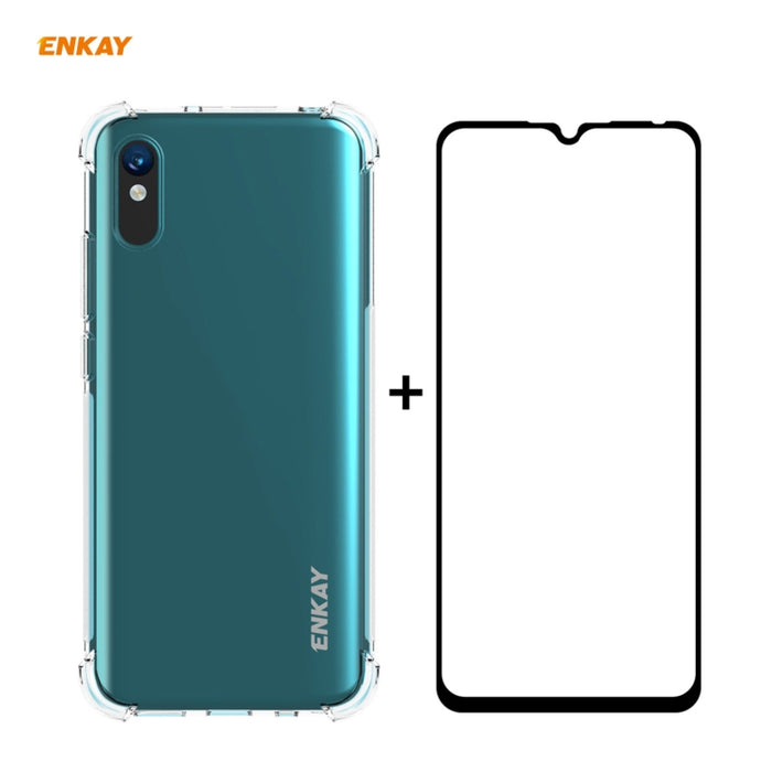 Hat-Prince ENKAY Clear TPU Estuche a prueba de golpes Funda antideslizante suave + 0.26mm 9H 2.5D Pegamento completo Cobertura completa Película protectora de vidrio templado, For Motorola Moto G9 / G9 Play, For Xiaomi Redmi 9A, For Xiaomi Redmi 9C    ...