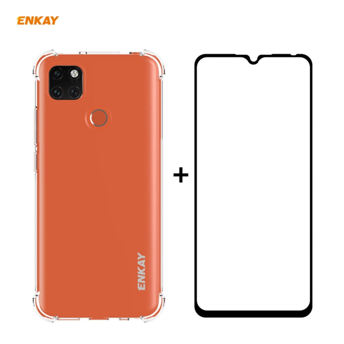 Hat-Prince ENKAY Clear TPU Estuche a prueba de golpes Funda antideslizante suave + 0.26mm 9H 2.5D Pegamento completo Cobertura completa Película protectora de vidrio templado, For Motorola Moto G9 / G9 Play, For Xiaomi Redmi 9A, For Xiaomi Redmi 9C    ...