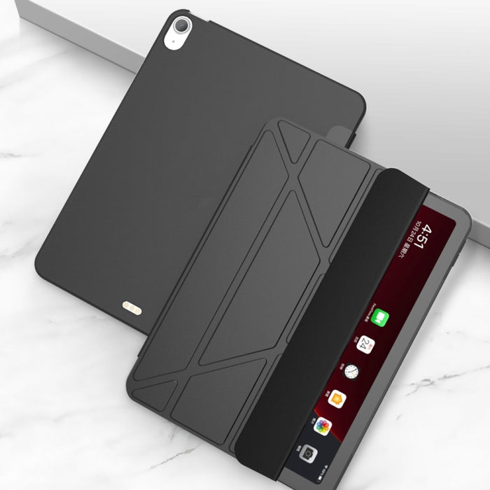 Estuche inferior de TPU suave mate de cuero PU con superficie plegable múltiple con soporte y función de reposo / activación para iPad Air (2020) 10.9