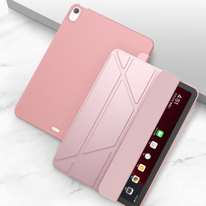 Estuche inferior de TPU suave mate de cuero PU con superficie plegable múltiple con soporte y función de reposo / activación para iPad Air (2020) 10.9