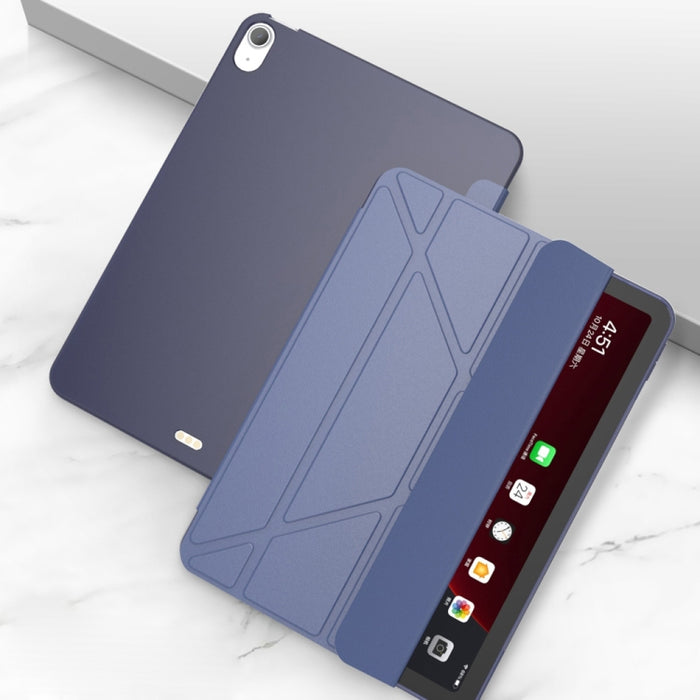 Estuche inferior de TPU suave mate de cuero PU con superficie plegable múltiple con soporte y función de reposo / activación para iPad Air (2020) 10.9