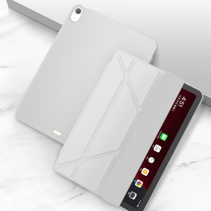Estuche inferior de TPU suave mate de cuero PU con superficie plegable múltiple con soporte y función de reposo / activación para iPad Air (2020) 10.9