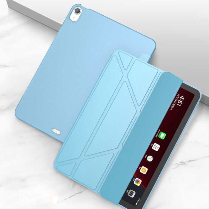 Estuche inferior de TPU suave mate de cuero PU con superficie plegable múltiple con soporte y función de reposo / activación para iPad Air (2020) 10.9